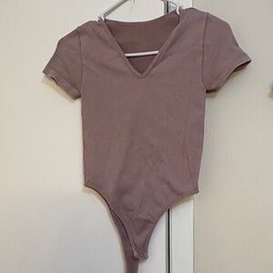 V-Neck Mauve Bodysuit